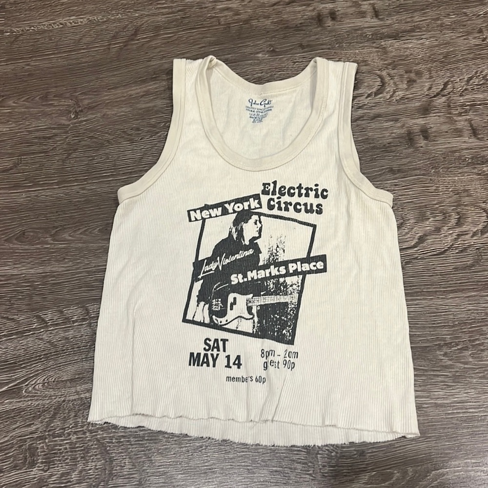 Brandy Melville Cream Graphic Tank Top